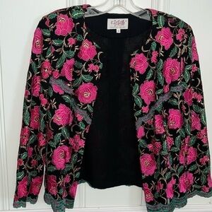 Exquisite Vintage 80s 90s Embroidered Floral Evening Jacket Cover Dorothy Lin 9
